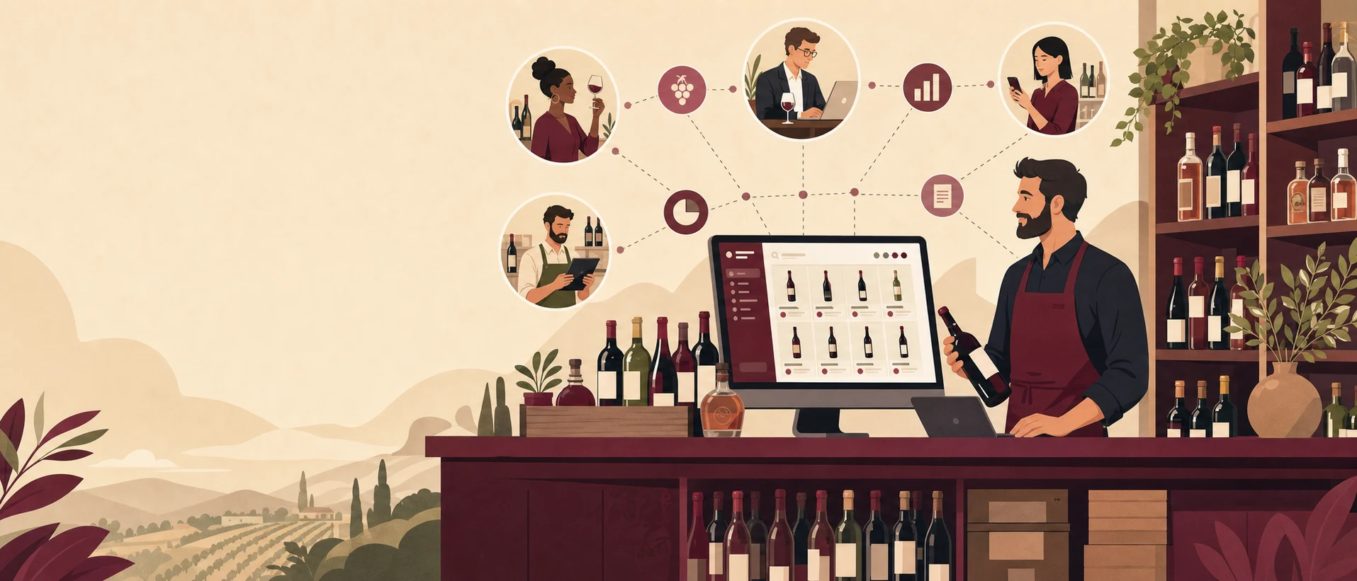 A drinks merchant connecting bottle inventory with buyers and market insights